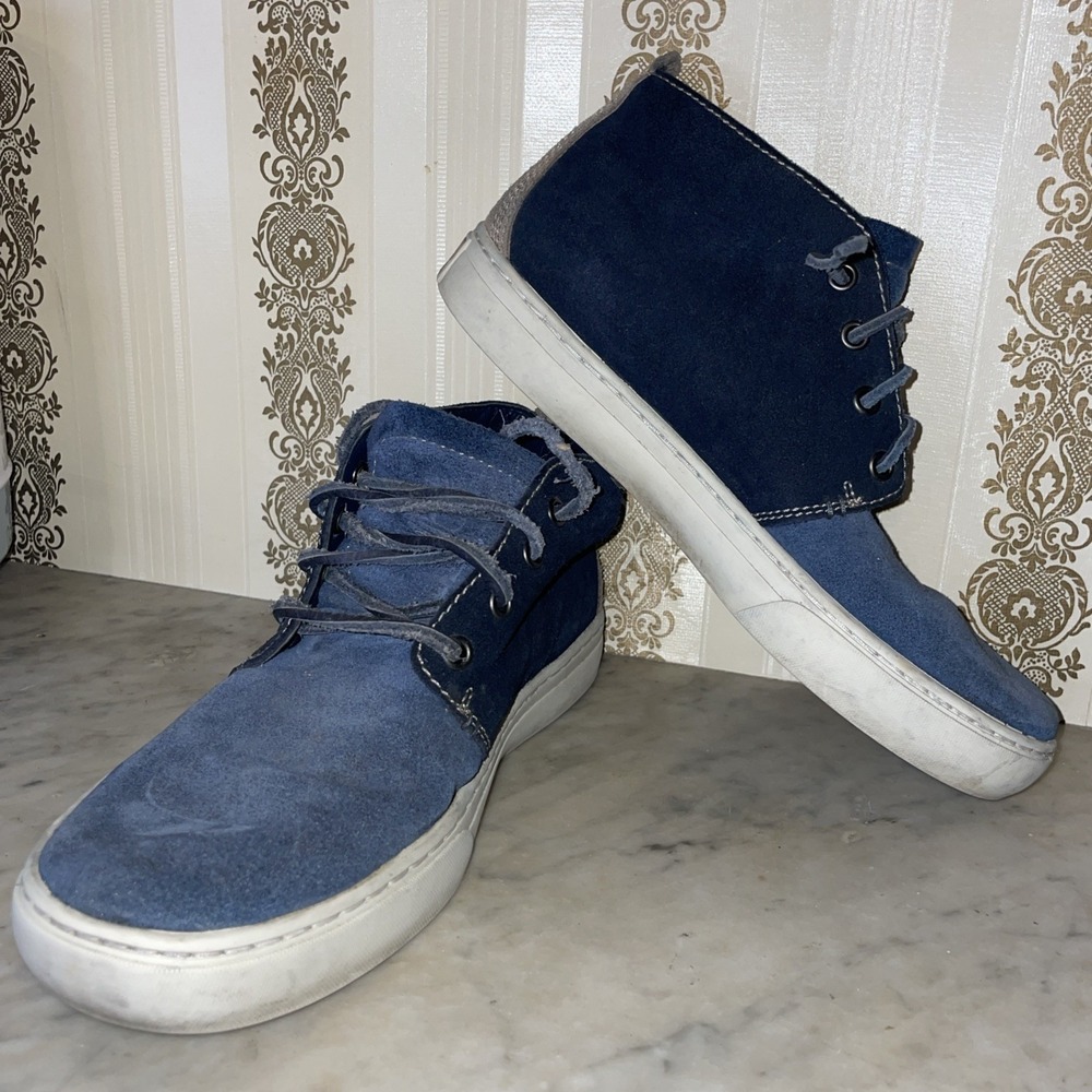 Timberland anti-fatigue Mens 7 soft blue suede ankle boots lace-up